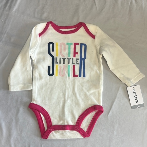Carter's - Cream and Pink 'Little Sister' Onesie - Picture 1 of 3